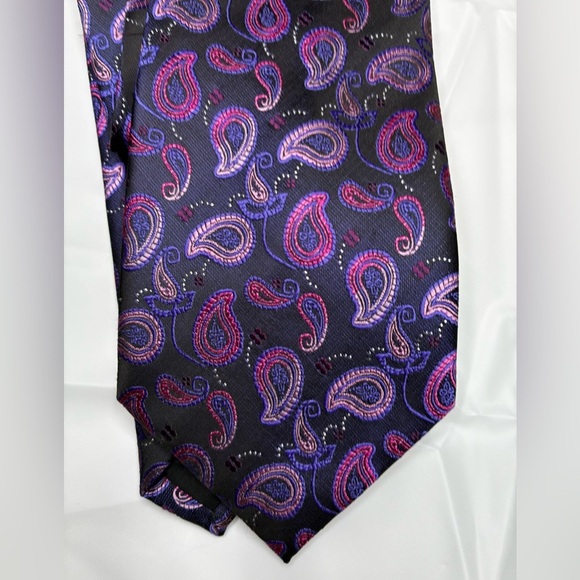 2/$35 Armarachi Paisley Satin Galaxy Purple Neck Tie Classy Retro Formal Flare - Picture 6 of 6